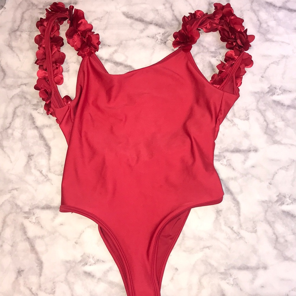 Red beautiful bathing suit